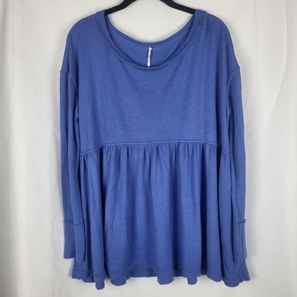 Free People Bluebelle Babydoll Top Size Small Oversized Long Sleeves Flowy Soft - Picture 1 of 7